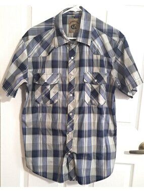 Coevals Club Vintage Men's M Pearl Snap Multicolor Plaid Short Sleeve
